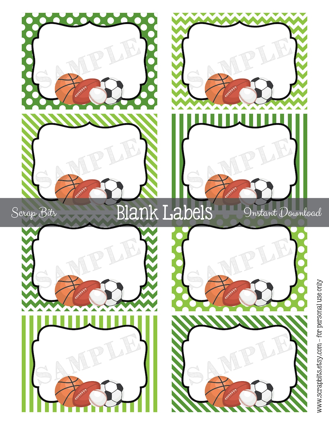 Instant Download . Printable Sports Labels Printable Blank Etsy
