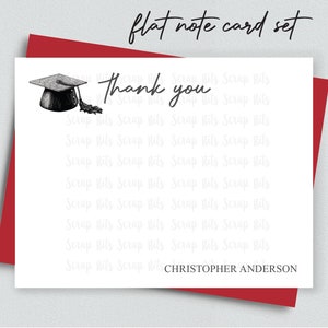 Graduation Note Card Set, personalisierte Dankeskarten, Corner Grad Cap, flache Note Card Briefpapier Set