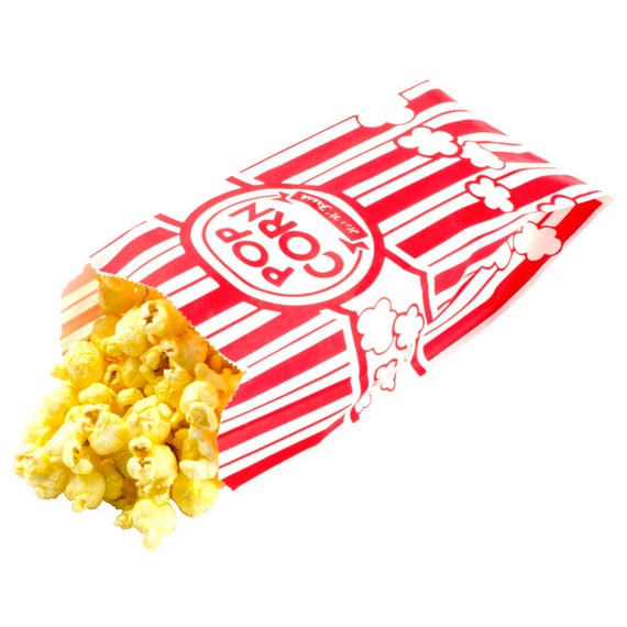 25 sacchetti di popcorn di carta, sacchetti di popcorn a soffietto,  sacchetti di popcorn retrò . 3 1/2 x 2 1/4 x 8 1/4 1 oncia. -  Italia