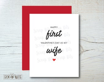 Wife Valentine's Day Card, Happy First Valentine's Day As My Wife, Wife Valentine Card, First Valentine, Romantic Valentine