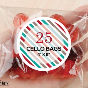 透明お菓子バッグ、透明キャンディバッグ、透明セロハンバッグ、透明ギフトバッグ 25 枚。4 インチ x 6 インチ。