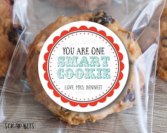 Smart Cookie Stickers . You Are One Smart Cookie . Personalized Back To School Stickers or Tag . 3 Sizes