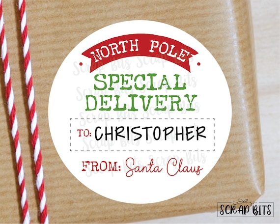 Special Delivery Christmas Stickers . From Santa Labels . Personalized Gift Labels or Tags . 3 Sizes