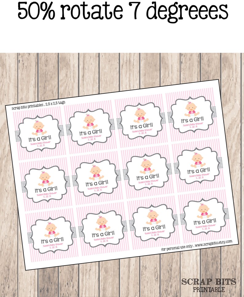 Printable It's a Girl Tags Printable Baby Shower Tags | Etsy