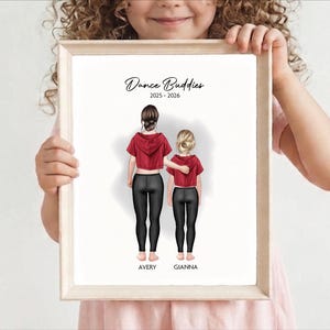 Tanz Schwestern digitales Porträt, benutzerdefinierte Illustration Druck, personalisierte Geschenk für große kleine Schwestern, Tänzerin Freund, Mannschaftskameradin, Lehrer, Trainer