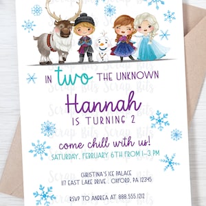 EDITABLE Frozen Birthday Invitation, In TWO The Unknown Frozen Friends, 2nd Birthday Invitation, Printable Frozen Invite . Editable Template image 2