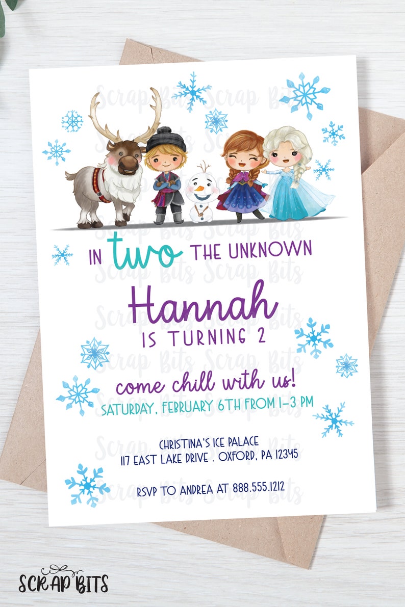 EDITABLE Frozen Birthday Invitation, In TWO The Unknown Frozen Friends, 2nd Birthday Invitation, Printable Frozen Invite . Editable Template image 2