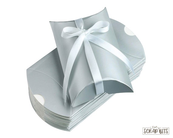 10 Medium Silver Pillow Boxes For Treats Packaging Gift Etsy