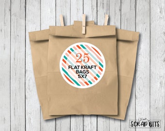 25 Flat Kraft Bags . Kraft Paper Favor Bags . 5" x 7.5"