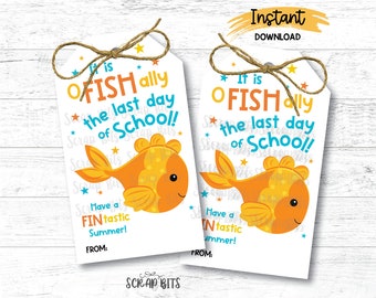 Goldfish Tags, It's O Fish Ally The Last Day Of School Tags, Printable Classroom Treat Bag Tags, Snack Tags, Instant Download