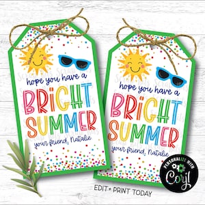 Etichette MODIFICABILI per l'ultimo giorno di scuola, Spero che tu abbia etichette estive BRILLANTI, Etichette estive stampabili, Etichette per sole e occhiali da sole, Etichette di fine anno scolastico