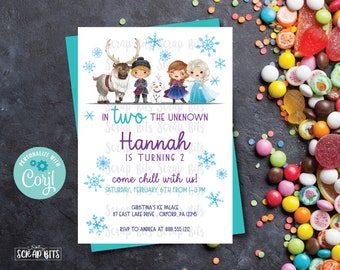 Frozen Birthday Invitation, In TWO The Unknown Frozen Friends, 2nd Birthday Invitation, Printable Frozen Invite . Editable Template