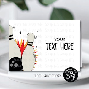 EDITABLE Bowling Tent Cards, Buffet Cards, Food Tents, Printable Place Cards, Food Labels for Retro Birthday Party
