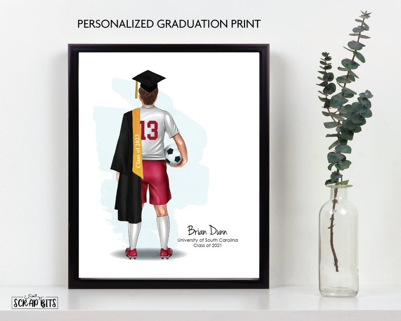 Personalized Soccer Graduation Print, Soccer Graduation Gift, Soccer Gift for Him . Portrait Print Digital Download to PRINT AT HOME image 1