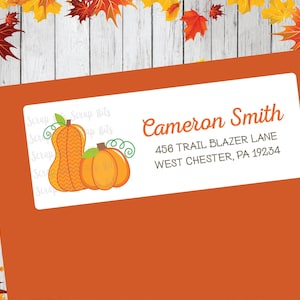 Etiquetas personalizadas con la dirección de remitente para huertos de calabazas
