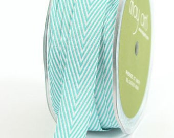 Turquoise (aqua) Chevron Twill Ribbon . 5 yards (15 feet) . 3/4 inch