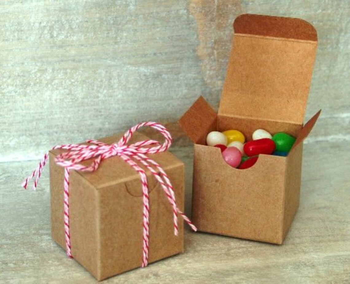 10 Kraft Pinstripe Gift Boxes . 2x2x2 Etsy