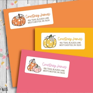 Cute & Groovy Pumpkins Address Labels, Fall Address Labels . Personalized Return Address Labels