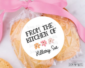 From The Kitchen Of Stickers, Spring Flowers, Personalized Kitchen Baking Labels for Baked Goods, Goodie Bags, Favors, Custom Printed Labels