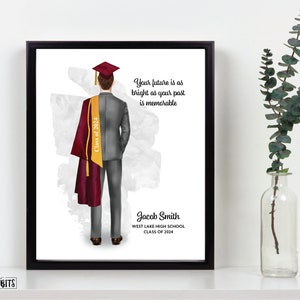 Personalized Graduation Print, Custom Graduation Gift for Him in Suit, Personalized Portrait Print, Digital Download to PRINT AT HOME