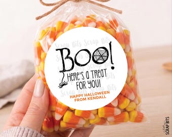 Personalized Halloween Stickers, Boo Treat For You Spiderweb, Halloween Treat Bag Labels, Custom Candy Bag Stickers, Kids Party Favor Labels