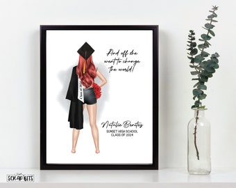 Dancer Graduation Print, Personalized Senior Dance Gift, Custom Graduation Gift For Her, Daughter Graduation, Digital Portrait Print