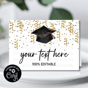 EDITABLE Graduation Tent Cards, Gold Confetti Grad Cap Tent Cards, Printable Grad Party Food Tent . Place Cards, Buffet Cards, Food Labels