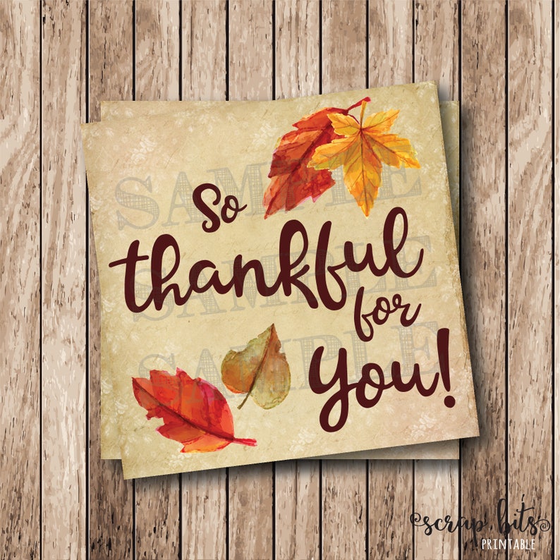 So Thankful For You Printable Thankful Tags Autumn Leaves . Etsy
