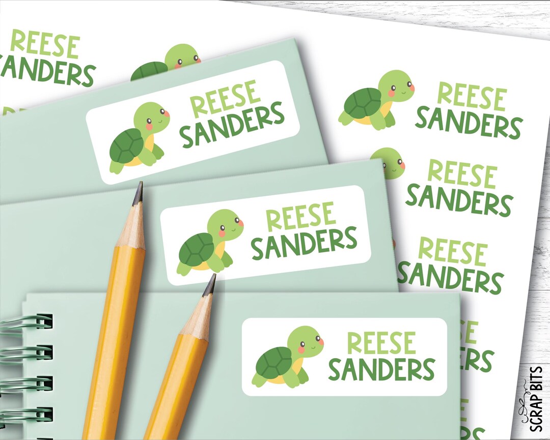 Slow Turtle Labels Personalized Name Labels, Cute Turtle Belonging Labels for Kids, School ...