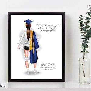 Stampa personalizzata del ritratto di laurea di pallavolo, regalo personalizzato per ragazza di pallavolo per serata di fine anno, banchetto, figlia, amica, nipote, digitale