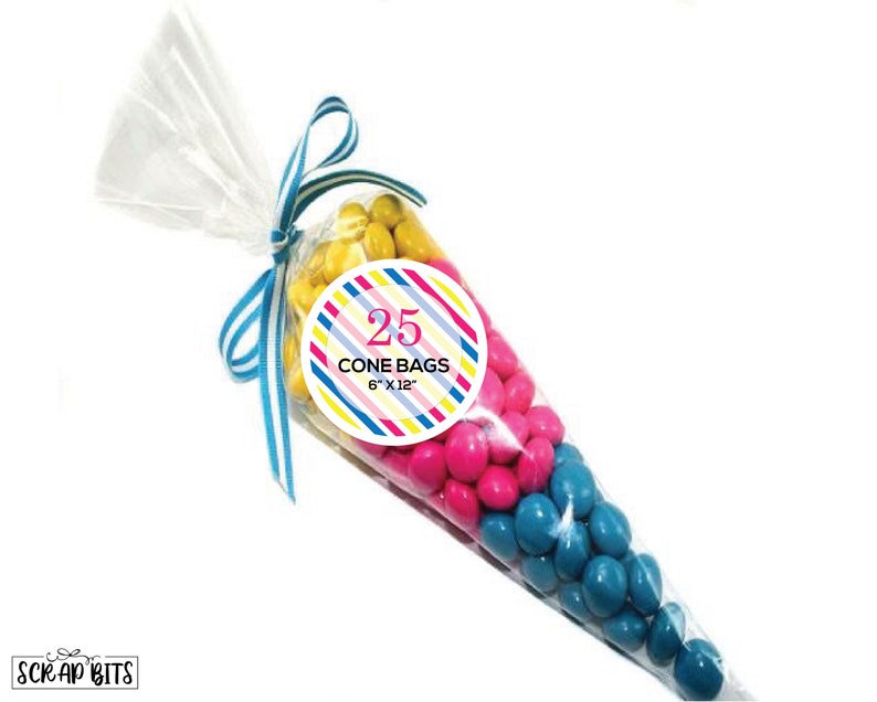 25 Clear Cone Bags . Clear Cone Favor Bags . 6 X 12 Inches Etsy