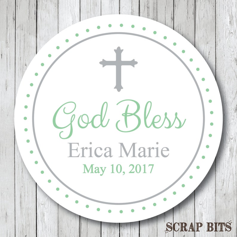 Personalized God Bless Stickers Baptism Stickers Christening Etsy
