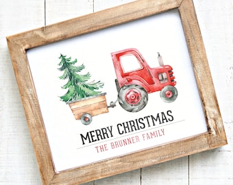 Farm Tractor Family Print, Printable Christmas Wall Art, Custom Family Print, Custom Country Christmas Wall Art . 5 Digital Print Sizes
