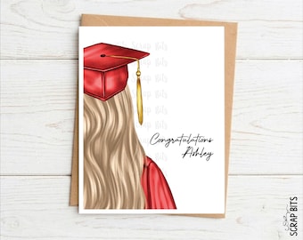 Graduation Portrait Card, Personalized Female Graduate Cropped, Graduation Note Cards, Single or Set of 10