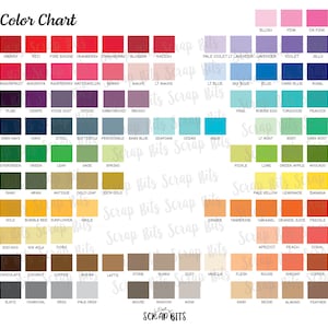 May include: Ink color chart with 144 color swatches arranged in a grid. The chart includes a variety of colors, including red, blue, green, yellow, orange, purple, pink, brown, and black. The chart is labeled "Ink Color Chart" at the top.