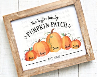 Personalized Family Print, Printable Pumpkin Patch Fall Decor