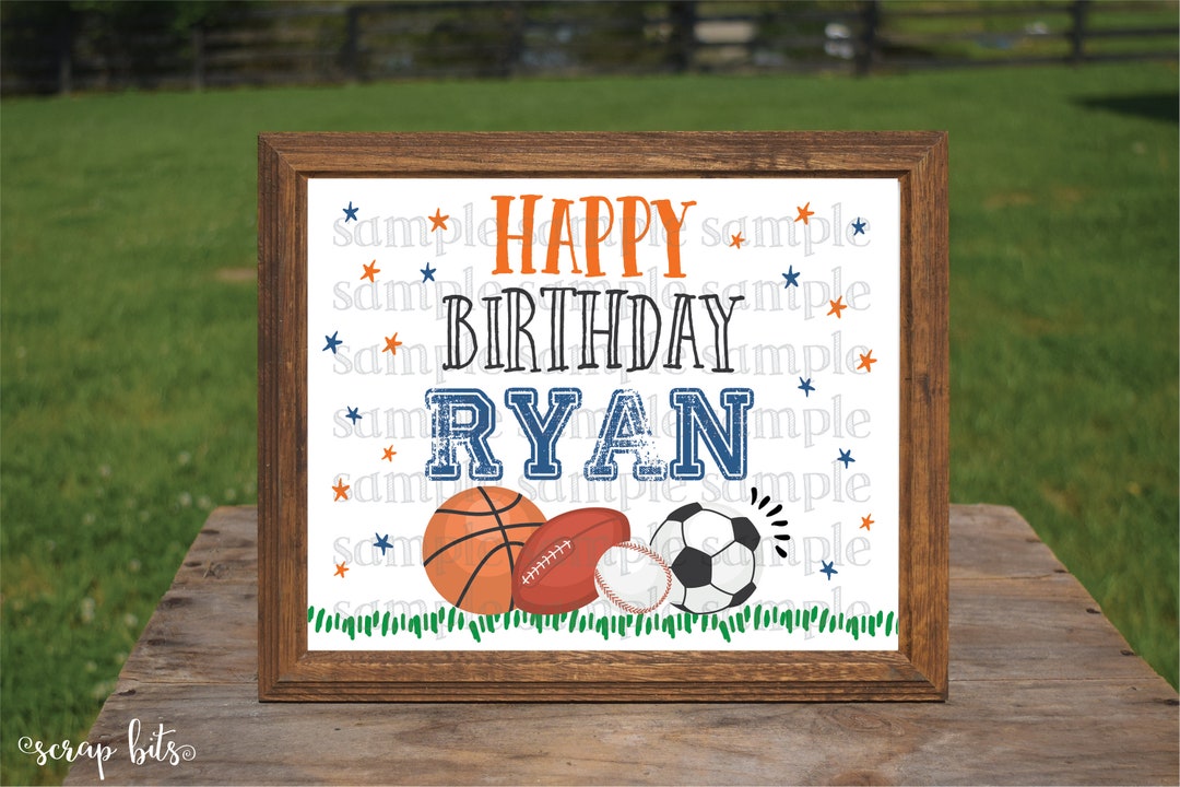 Printable Sports Party Sign Personalized Printable Party Etsy