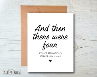 And Then There Were Four New Baby Card . New Baby Congratulations Card . Baby Shower Card . Pregnancy Congratulations Card