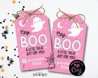 EDITABLE Halloween Tags, Hey Boo Tags, Printable Halloween Treat Bag Tags, Personalized Halloween Tags, A Little Treat For You Tags