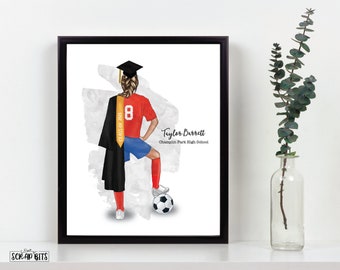 Personalized Soccer Graduation Print, Girl Soccer Graduation Gift, Soccer Gift for Her . Portrait Print Digital Download to PRINT AT HOME