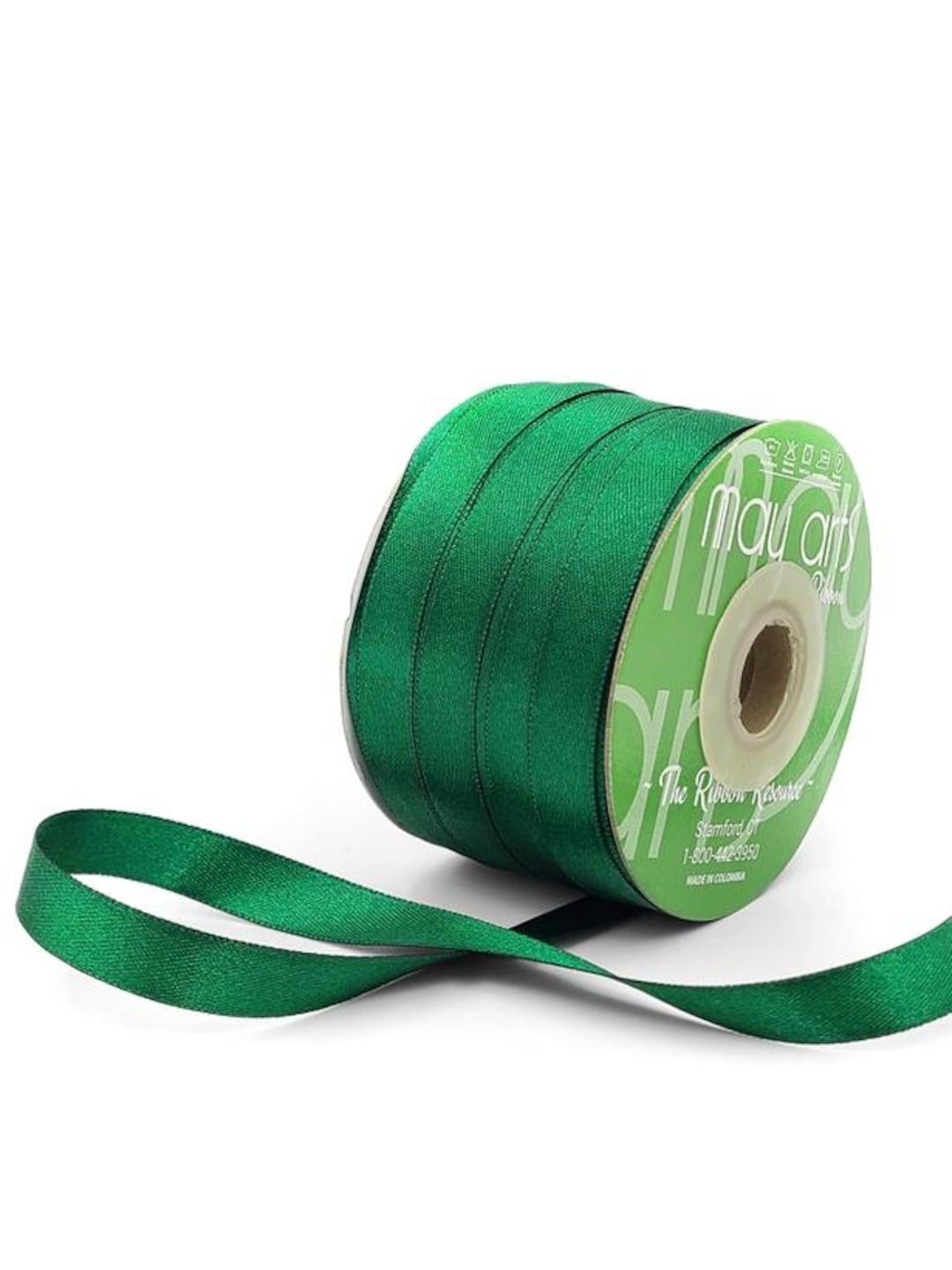 Green Luster Double Face Satin Ribbon. 5 Yards (15 Feet) . 1/2