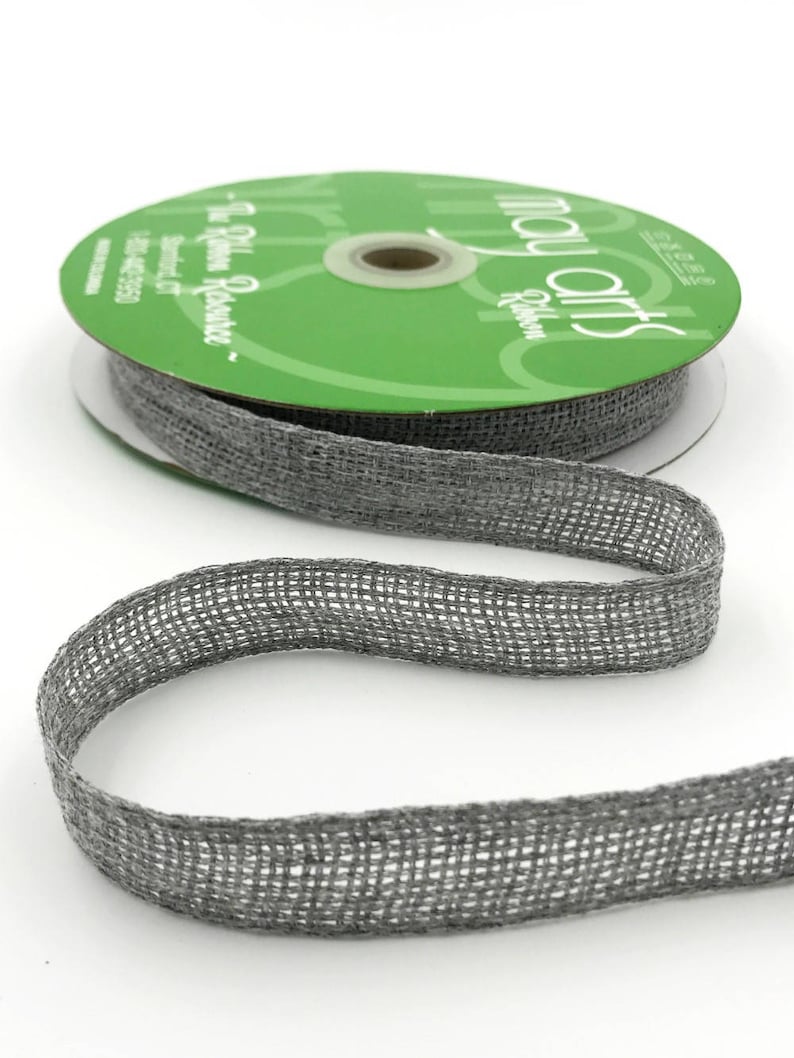 34 Inch Soft Open Weave Ribbon Grey Burlap Ribbon 3 yards