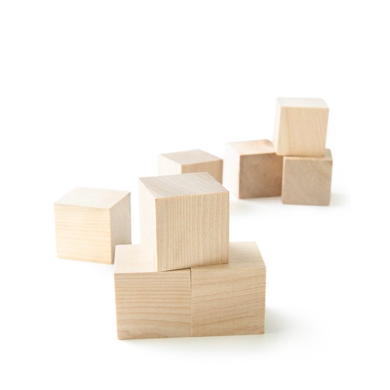 1.5 Wood Cubes . Small Wood Blocks, Unfinished . Set of 10 