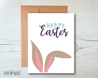 Happy Easter Card, Bunny Ears Card, Easter Bunny Card, Happy Easter Greeting Card