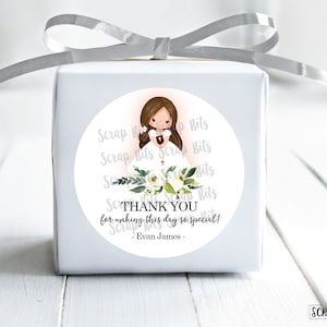 First Communion Stickers . Watercolor Floral Communion . Girl Communion . Personalized Favor Stickers or Tags . 3 Sizes