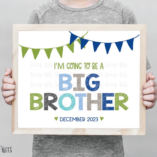Personalized Big Brother Sign, I'm Going To Be A Big Brother Buntings, Pregnancy Announcement Sign, Printable Big Brother Photo Prop Poster