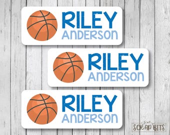 Etiquetas personalizadas con nombre, etiquetas de baloncesto para útiles escolares, libros, carpetas, cuadernos, "Esto pertenece a...". Impermeables o mate.