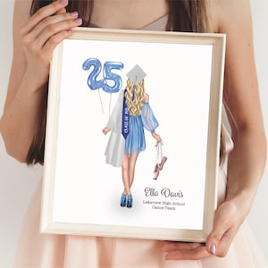 Dancer Graduation Portrait Print, Custom Gift for Ballet Dancer, Sister, Daughter, Friend, Teammate, Personalized Digital Download