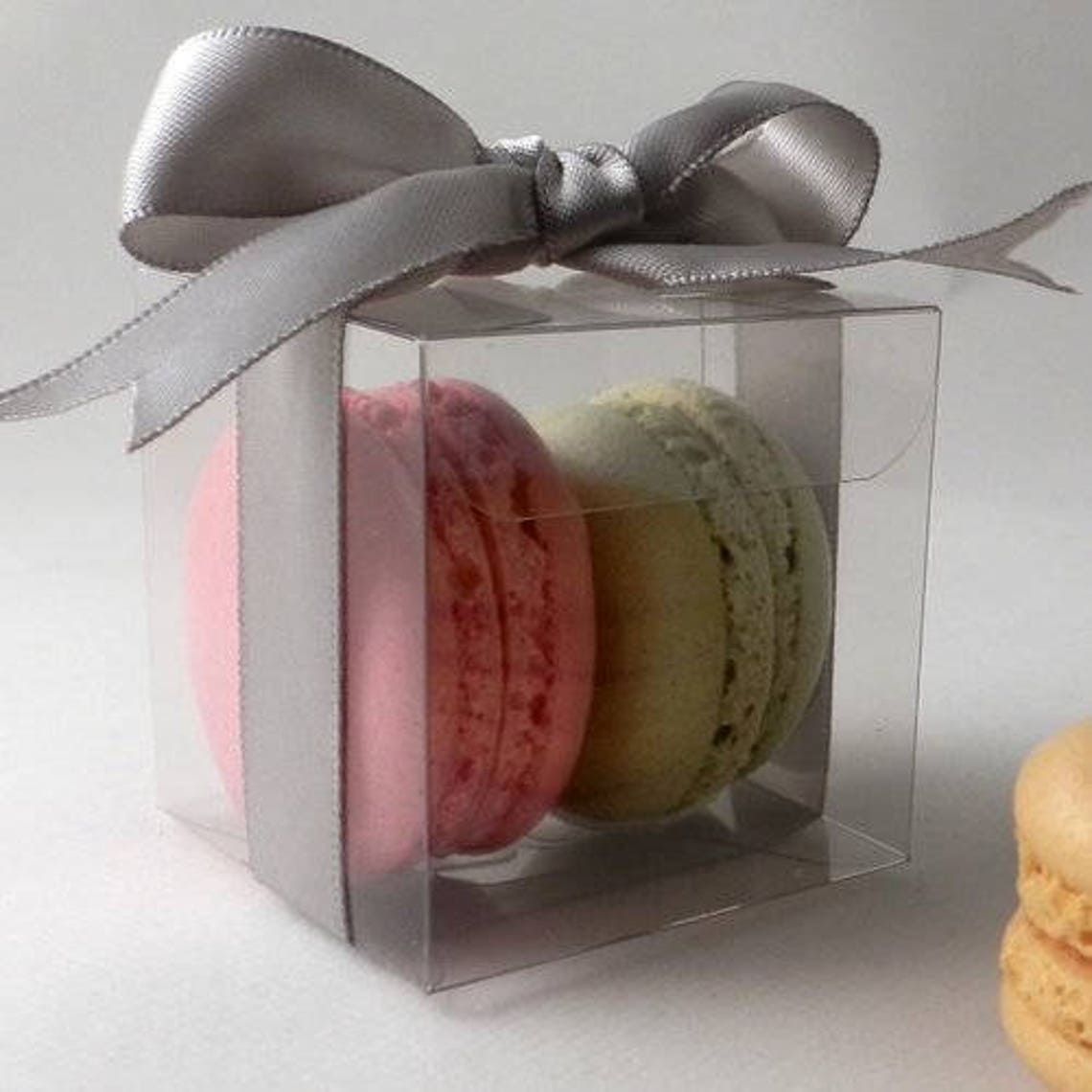 10 Clear Favor Boxes Clear Macaron Boxes Macaron Favor Box Etsy