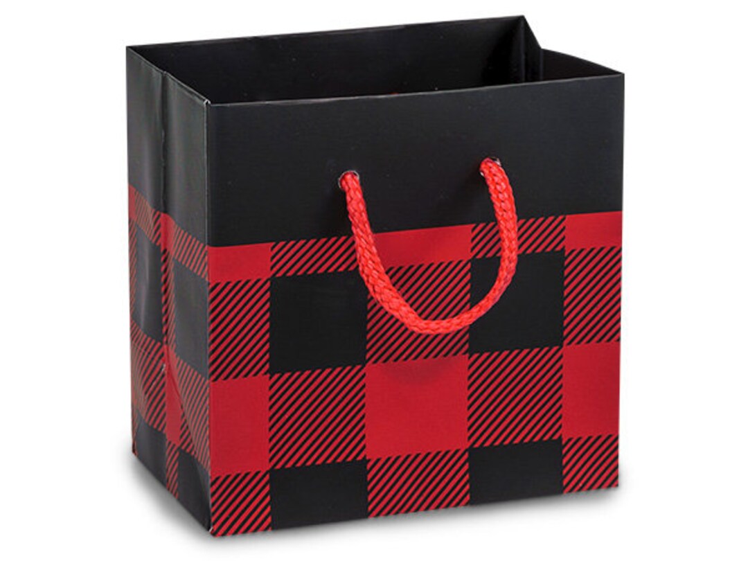 12 Small Red Buffalo Plaid Gift Bags Red & Black Buffalo Etsy